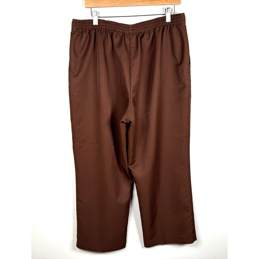 Alfred Dunner Pants 16P Petite Brown Elastic Waist Straight Leg Base Capsule - Picture 4 of 8